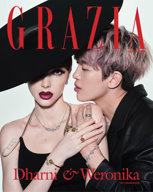 Love is in the air with GRAZIA Singapore’s February 2025 cover stars @dharni and @mamikoyoko. The Singaporean beatboxer and Polish content creator prove that true partnership is built on balance, ambition, and unwavering support.“I help ground him while he focuses on his artistic pursuits. He’s the dreamer and I’m the one who keeps things stable,” shares Weronika, when asked about the dynamics of their relationship. Together, they push each other beyond limits—whether it’s Dharni helping Weronika rediscover her passion for singing or Weronika offering unwavering support in Dharni’s artistic journey. “It has been an empowering journey for both of us. She has become more confident and open, and I’ve learnt to be more patient and understanding,” affirms the world beatboxing champion. Don’t miss our full cover story with the duo, which will be released soon.Editor-in-Chief: @pakkeePhotography: @stefankhooCreative Direction & Styling: @kllyhsuStory: @toomuchcheryllMakeup and Hair for Weronika: @katzhangmua of @suburbs.studio using @chanel.beautyGrooming for Dharni: @nix_makeup_ of @suburbs.studioPhotography Assistant: @chongngMakeup Assistant: @klyn.mua of @suburbs.studioStyling Assistant: @rakinramanJewellery: @buccellatimilan #GRAZIASingapore #DharniNg #WeronikaHeck by @mamikoyoko