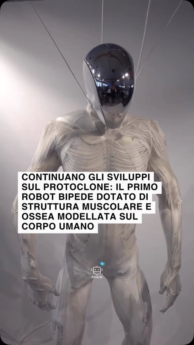 Nel nuovo aggiornamento condiviso sui canali ufficiali di Clone Robotics, viene mostrato ancora una volta Protoclone, l’androide muscoloscheletrico più fedele all’anatomia umana mai realizzato.Costruito su uno scheletro ispirato al corpo umano e azionato da oltre 1.000 muscoli artificiali (Myofibers), Protoclone è ora in grado di eseguire movimenti delle mani con una precisione e una naturalezza straordinarie.🎥Clonerobotics by @ai__facile