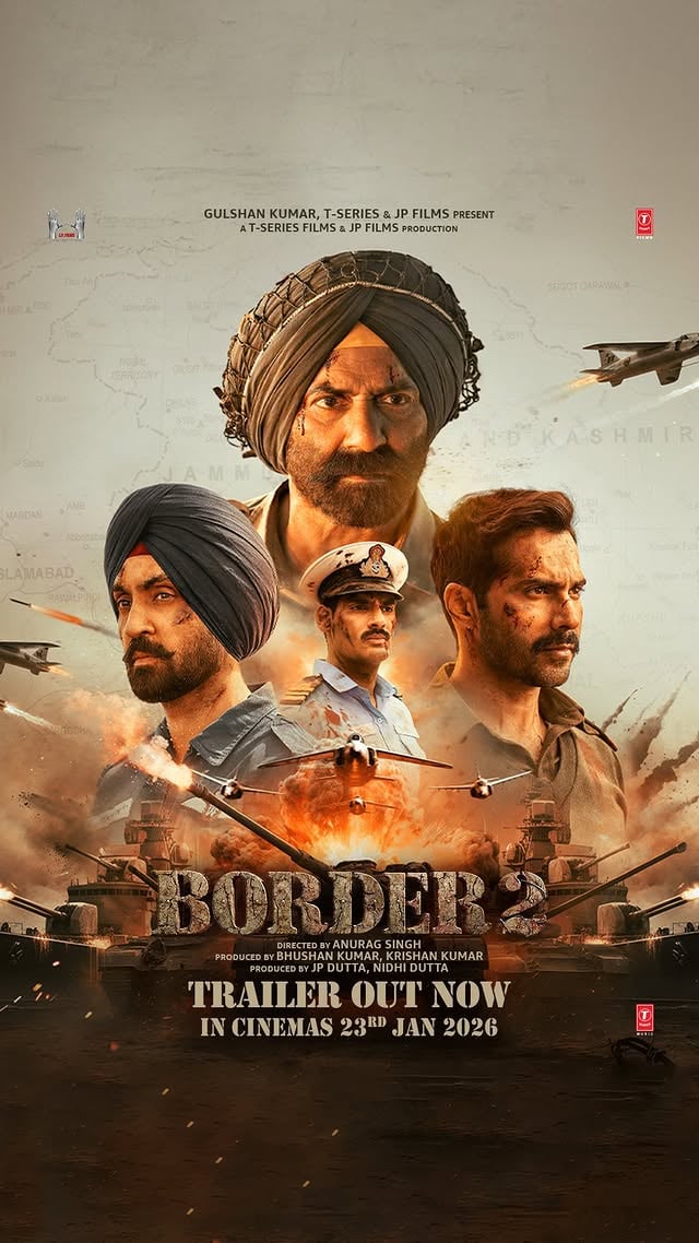 A war remembered.A legacy continued.🇮🇳💥#Border2Trailer Out Now!(Link in bio)#Border2 Releasing in cinemas worldwide on 23rd January, 2026!@iamsunnydeol varundvn @diljitdosanjh @ahan.shetty #BhushanKumar #JPDutta @nidhiduttaofficial #KrishanKumar @anurag_singh_films @shivchanana @binnoykgandhi @neerajkalyan24 @tseriesfilms @tseries.official @jp.films.official @sonambajwa @monajsingh @medhaarana @anyasinghofficial by @iamsunnydeol