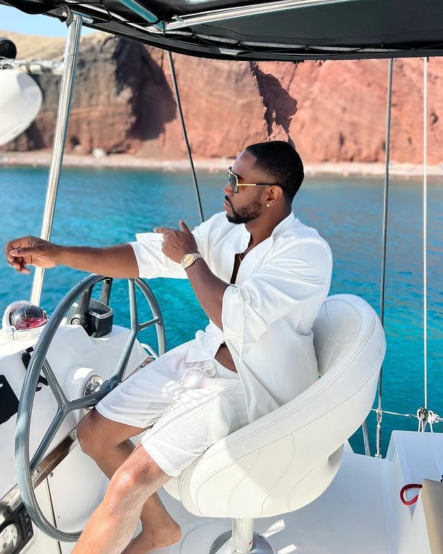 True Devotion On The Bluest Ocean, Cruising!!!🛥#Travel #Santorini #RedBeach #YatchLife by @mr.mollette_