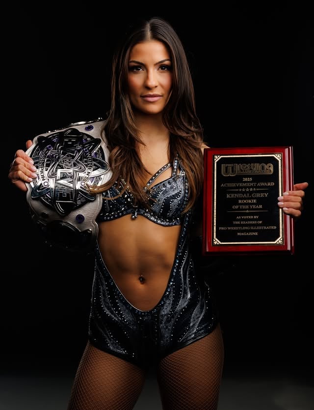 Thank you to the readers of Pro Wrestling Illustrated for voting me 2025 Rookie of the Year! So much gratitude. 2026, let’s work. 😎 by @kendalgreywwe