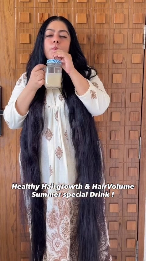 Share this video in my DM & I will personally send you the detailed recipe !! Save it and Share it so that you don’t loose the video !Next 5 days I’m coming up with 4 more health related drinks which will blow up your mind body skin & hair ! So stay tuned and don’t forget to hot the Follow button ! Hairgrowth, ayurveda , ayurvedic recipes , organic . Natural hair , natural Hairgrowth , long hair , healthy hair , Indian hair , healthy Hairgrowth , summer drink , summer cooler #sahibathelonghairgirl #thelonghairgirl13 #explorepage✨ #ayurveda #haircare by @thelonghairgirl13