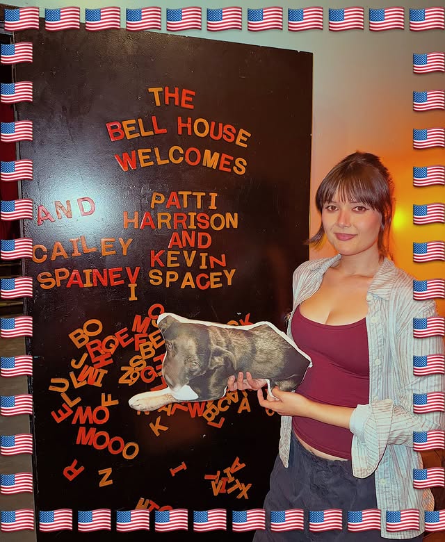 Thank you to EVERYONE who came out to my back 2 back @bellhouseny shows on Thursday🦅! Thanks to all the guest comics @maxwittert @marleyismarley @alex3nglish @aezimmer_ ! And most importantly, endless gratitude and thanks to Kevin Spacey and Cailey Spaeny for their incredibly dense seminar on “repair after harm”. It was a difficult conversation for sure, but their vulnerability and candor helped us have the kind of conversation we all NEED right now. (Cailey’s name was not spelled incorrectly on accident! It was an act of deep intentional disrespect by Amy and she has since issued a non-apology.) I love NYC!🇬🇧 by @party_harderson