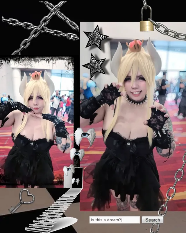 sum pix from level up expo last saturday :3 I got to do a pokemon play lab activity for the first time! I played champions and got a pin + screen cleaning cloth of pikachu and charizard, but wish I did the TCG option because they got a super cute espeon pin </3 I'm on the interest list for pokemon worlds in norcal so hopefully I'll be able to try a playlabs again since they did have a setup at worlds last year 🙏 if I do manage to go I need to think of some poke cosplays too should I do trainer or a pokemon >:3🖤 #bowsette #bowsettecosplay #levelupexpo #levelupexpo2026 by @hana.mei404