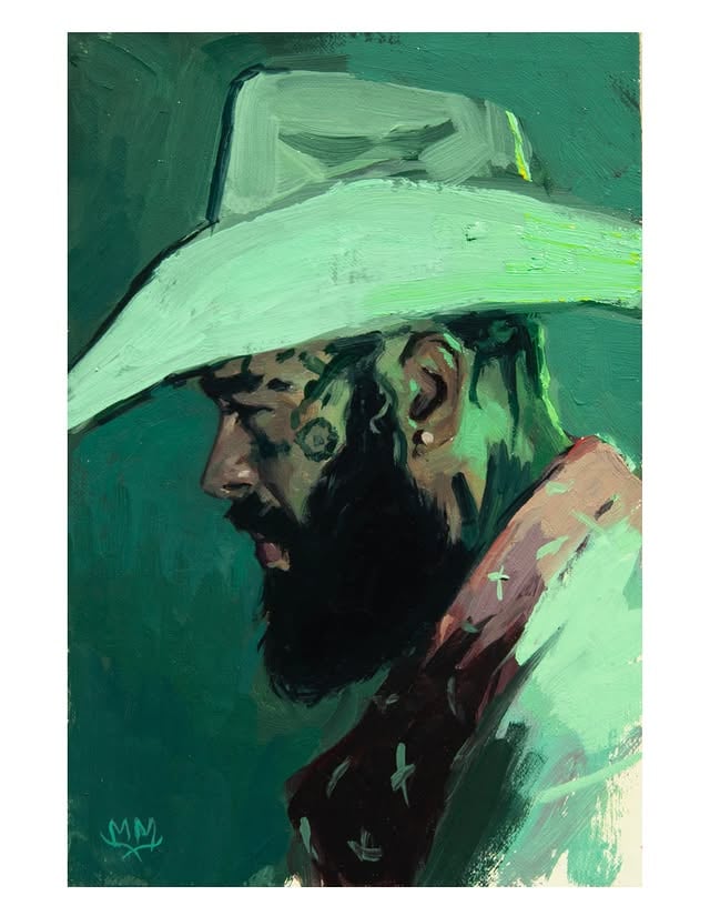 A quick mini portrait of the bro, just for the fun of it.6x4 inches. Oil on linen. by @markmaggiori