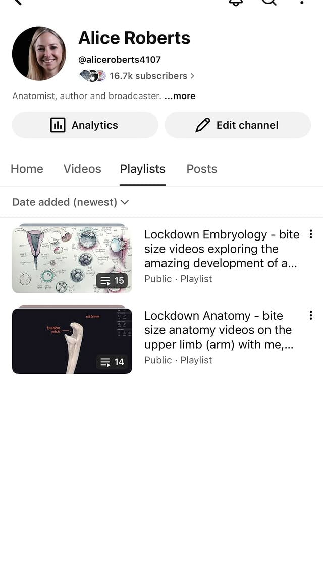 Find me on YouTube for more anatomy and embryology - for some reason I’m @aliceroberts4107 - and good luck if you’re doing exams! by @prof_alice_roberts