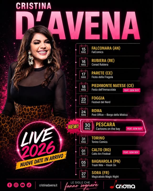 ☀️🎶 Nuove date, nuove emozioni… e tanta voglia di cantare insieme a voi! 🎶☀️Sono felicissima di annunciarvi i nuovi appuntamenti del tour 💖✨ Non vedo l’ora di vivere ancora una volta tutta la nostra magia insieme 💫🎤💬 In quale città ci vediamo?
