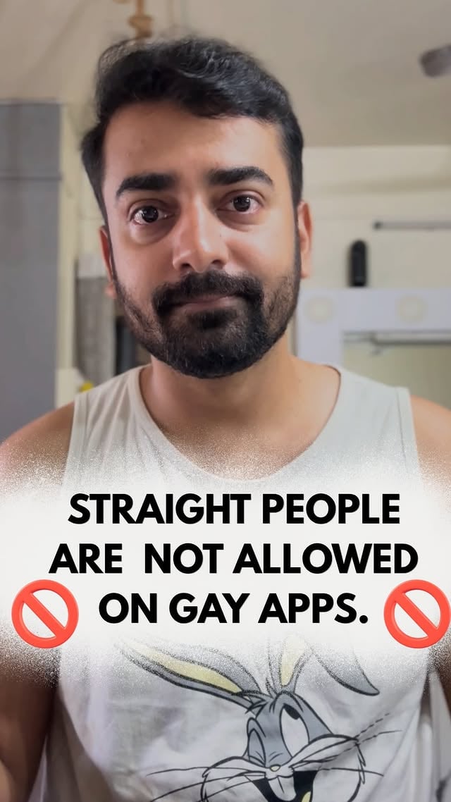 Let’s note down one thing very clearly: LGBTQ+ dating spaces are not meant for straight people, and this idea of “straight men on gay apps” should not be glamorized or entertained.A genuinely straight man is not looking to date men. If someone is bicurious, questioning, or experimenting, that is a completely different conversation altogether. But constantly pushing this fantasy of gay people chasing “straight guys” creates confusion, unhealthy dynamics, and reinforces stereotypes the community has already struggled with for years.Many mainstream platforms are already flooded with people who are not there for genuine queer connections. LGBTQ spaces were created so queer people could interact safely, honestly, and without judgment. Diluting those spaces for attention, trends, or fetishized content only harms the community further.Respect queer spaces. Respect queer identities. And stop turning LGBTQ dating culture into a spectacle.I wish the best for @aahil_ibranii for the future. by @nakshatra.bagwe