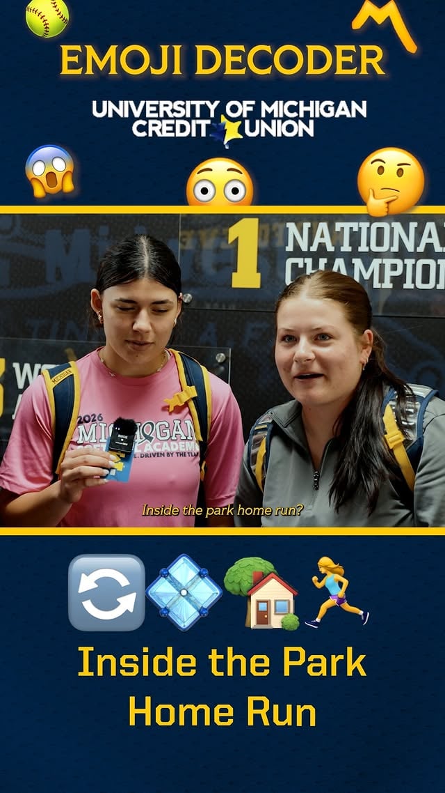 🥎 + 🤔 + 😭 = 😂Our Wolverines do their best to decode the softball terms as emojis. How fast can you get them? by @umichsoftball