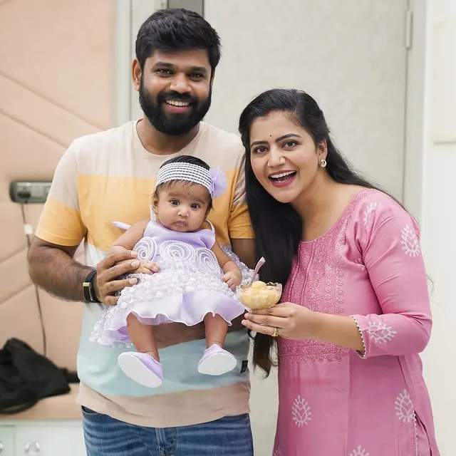 Cute family.#littleprincess #daughter #parents #mom #dad by @telugu_celebritys