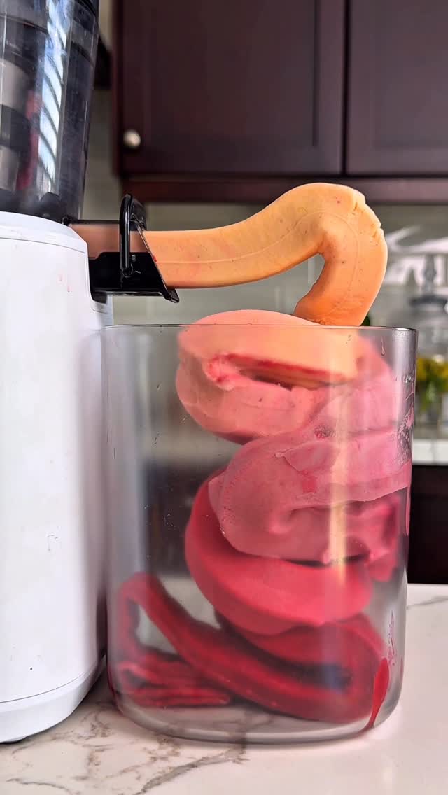 Summer Sorbet ideas! So many great flavours. Watermelon banana Pineapple Banana raspberry Banana pineapple Banana dragon fruit powderBanana Matcha All made in Nama j2 juicer using sorbet attachment. 🚨Last chance!Get the FREE sorbet attachment with the Nama J2 juicer + save $60 off with my code EVA10 ✨Link in my bio. Sale ends June 1st today at midnight. Or comment SORBET and I will send you a link. Much love,Eva 💚#juicing #sorbet #fruits #icecreamlover #sorbetes by @splashofgoodness