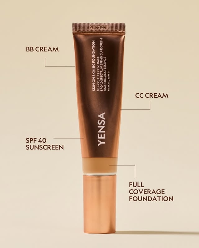 Your all-in-one secret weapon is a...1. BB cream (short for beauty/blemish balm and designed to hydrate, protect, and even tone)2. CC cream (stands for color correcting cream and tackles redness, discoloration, etc.)3. SPF 40 sunscreen4. Full coverage foundationThe 2026 ELLE First Class Beauty Award-winning multitasking formula combines superfood skincare, skin protection, and coverage for one easy step. by @yensabeauty