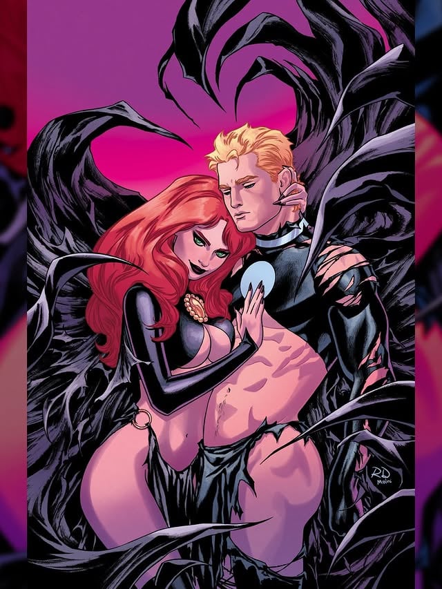 X-MEN OUTBACK issue 4 cover! Drawn by me, main art colored by @colornmatt, headshots colored by me 🅧😈

#xmen #goblinqueen #madelynepryor #havok #alexsummers