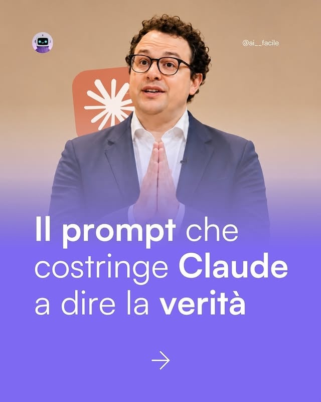 Gli LLM non mentono per cattiveria. Sono costruiti per darti la risposta più convincente, non la più vera.Il risultato? Numeri, fonti e citazioni inventate dette con assoluta sicurezza.Questi 3 prompt non risolvono il problema del tutto, ma lo riducono parecchio. Li obbligano a frenare prima di inventare e ad ammettere quando non sanno.Salva il post così li hai sempre a portata di mano. 📌 by @ai__facile