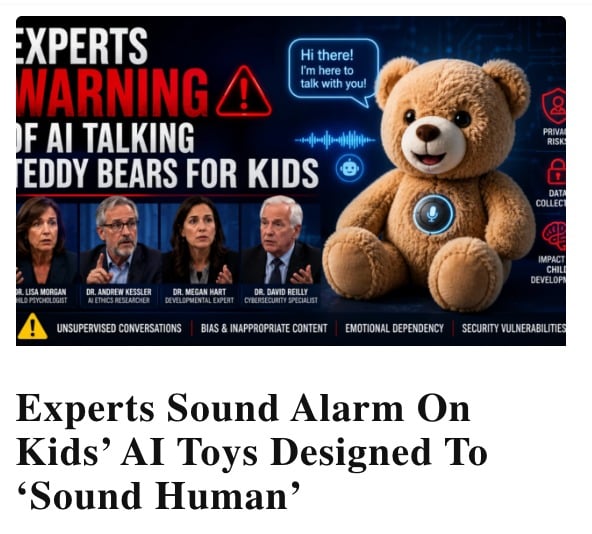 ⚠️ Experts are sounding the alarm over a new generation of AI-powered toys for children, including chatbot teddy bears driven by advanced language models like ChatGPT, which are intentionally designed to sound convincingly human and engage kids in endless conversations. In these last days, as foretold in Scripture, such technologies blur the lines between creation and Creator, drawing the hearts of the young toward lifeless idols of deception rather than the living God who formed us for true fellowship.https://endtimeheadlines.org/2026/06/experts-sound-alarm-on-kids-ai-toys-designed-to-sound-human/#EndTimes #BibleProphecy #AI #Aitoys by @endtimeheadline