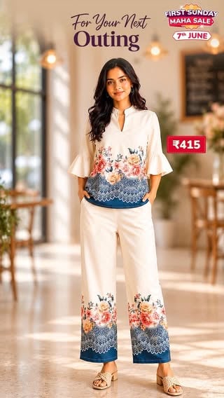 Every occasion has a perfect outfit — and we found all of them 🌸✨

⏰ First Sunday Maha Sale goes live on 7th June — upto 70% off!
Download the app & start wishlisting now! 🛍️

[ Meesho, kurti set, coord set, women outfit, ethnic wear,
office kurti, festive kurta, boho outfit, floral coord, meesho finds, meesho app, shopping ]

#meesho #meeshoapp #coordset #ethnicwear #fashion