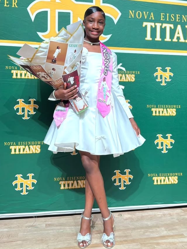 Congratulations to our beautiful princess! 👩🏾‍🎓✨️

We are incredibly proud of all that you have accomplished. You are the true definition of beauty and brains. 

Despite your demanding schedule from early morning classes and cheer practices to travel cheer competitions, modeling opportunities, and late-night homework you continue to excel academically, earning numerous awards and Honor Roll recognition along the way. 

Most importantly, we recognize that none of this would be possible without God. We are deeply grateful for His guidance, blessings, and favor throughout your journey. 🙏🏾 

Watching you grow into such a hardworking, dedicated, and remarkable young lady fills our hearts with joy. You consistently make us proud and set an outstanding example for your siblings through your determination, discipline, and positive attitude. 

We couldn't be happier or more proud of you. This is just the beginning, and we know you will continue to achieve amazing things. The sky is the limit, princess! 

We love you beyond words and celebrate this incredible milestone with you. Congratulations on officially being too cool for elementary school! 🎊✨ 

Now it's time to go crush middle school! 💖📚🎓👑🙏🏾🎉

Hair: @_lusciousglam 
Bouquet: @butterflycreations_q

#neaworld #classof2026 #graduation #fypppppppppppppppppppppppppppppppppppppppppppppppppppppppppppppppppppppp pppppppppppppppppppppppppppppppppp prpppppppppppppmpppppppppppppppppppp #viral
