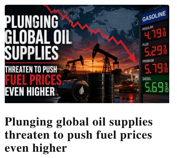 ⚠️ Global oil and gas inventories have plunged to historic lows amid the ongoing war in Iran, threatening to drive fuel prices substantially higher for consumers worldwide even if the conflict de-escalates in the near term.Energy executives and analysts warn that the disruption of major production and distribution channels has left commercial stockpiles critically depleted, creating minimal buffers against further shocks in already strained markets. https://endtimeheadlines.org/2026/06/plunging-global-oil-supplies-threaten-to-push-fuel-prices-even-higher/#OilCrisis #EndTimesSigns #GlobalShortages #FuelPrices by @endtimeheadline