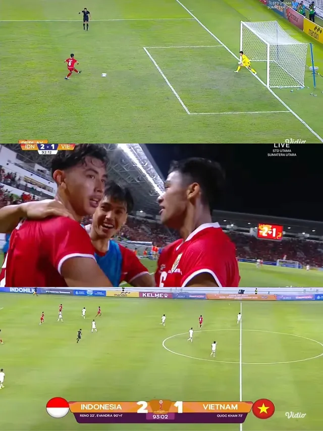 AFF U-19 
FT : Indonesia 2-1 Vietnam 

⚽ Reno Salampessy 22'
⚽ Evandra 90+2' (P)
-
⚽ Nguyen 73'

Indonesia lolos ke semifinal! 🥳🙌