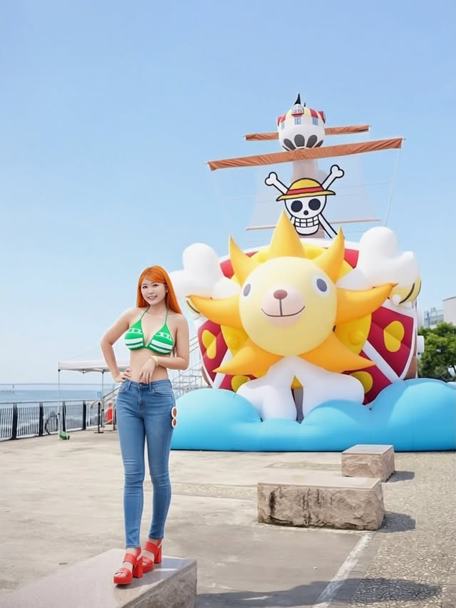 感謝AI換裝功能，
讓我可以扮演一下娜美跟羅賓！
這週天氣看起來不太適合出航，
準備好迎接瘋狂倒雨的天氣了嗎？
未來一週據氣象預報雨量是驚人的紫爆，
看新聞各地雨太大而造成淹水災情，
真討厭這種極端的下雨天！