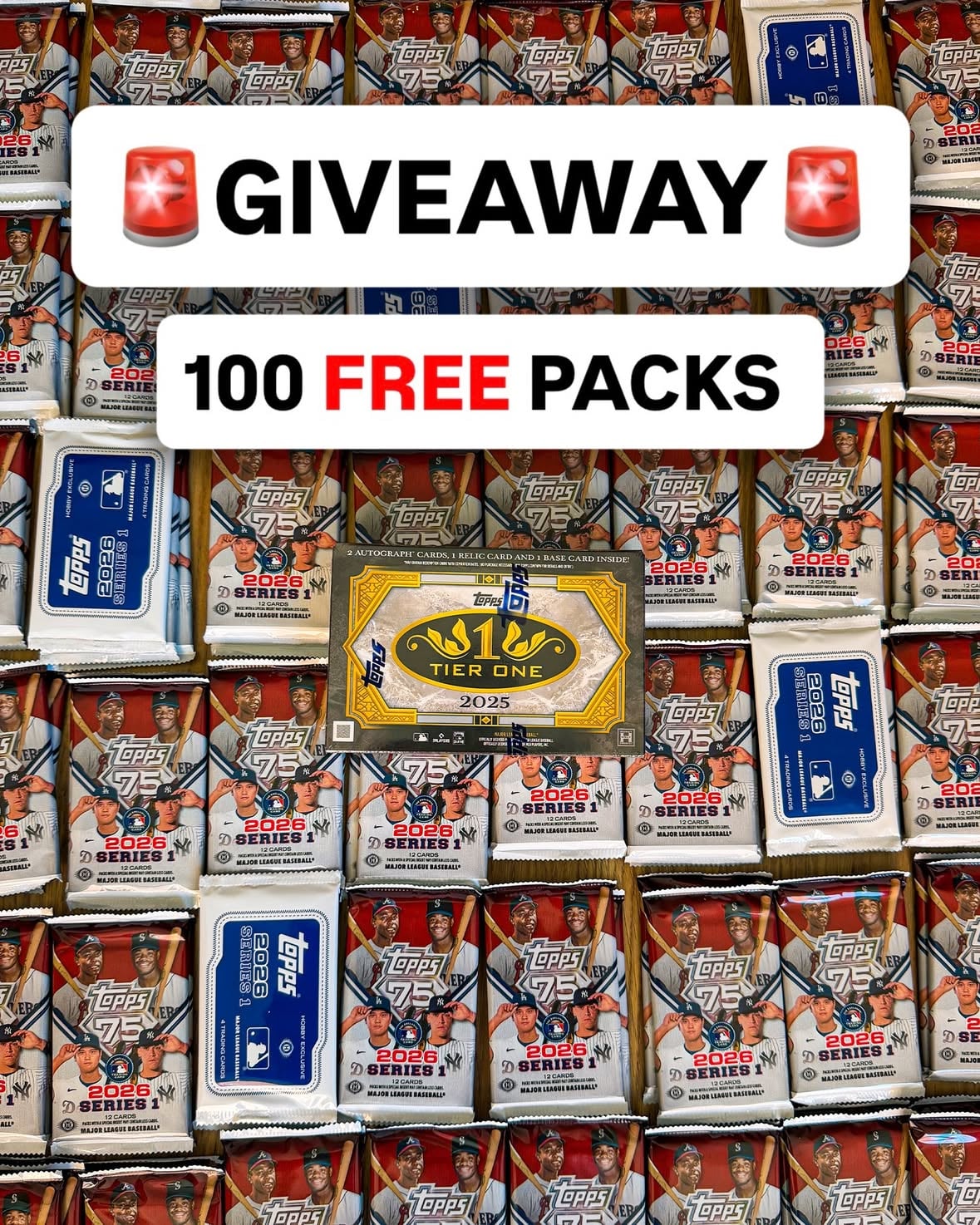🚨GIVEAWAY🚨 To celebrate 100,000 followers, we’re giving away 100 FREE PACKS of baseball cards to one lucky collector. TO ENTER: Like this post and follow @toppsdugout & @topps!

For a bonus entry, tag to two friends! 🔗 T’s & C’s in bio.