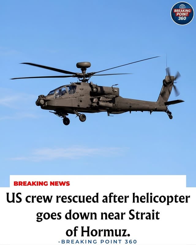 A US Apache helicopter has gone down near the highly volatile Strait of Hormuz, sparking global concern amid soaring tensions. In a massive RELIEF for their families, both brave pilots were SAFELY rescued! The EXACT cause remains under investigation. #BreakingPoint360 #StraitOfHormuz #USMilitary by @breakingpoint.360