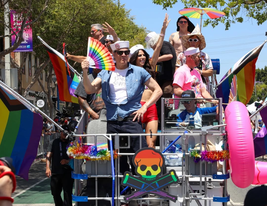 banned from west hollywood no more! we were all over the rainbow to participate in the weho pride parade today. wahoo!