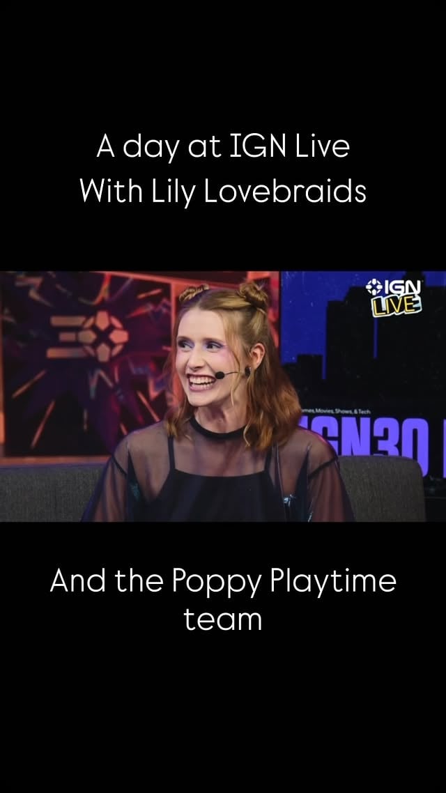 A special day at @igndotcom LIVE with @poppyplaytimeco - joined by @elliot.schiff for our Lily social media takeover! Hope you enjoyed 💜🥰 Chapter 5 is on consoles now. #PoppyPlaytime #LilyLovebraids