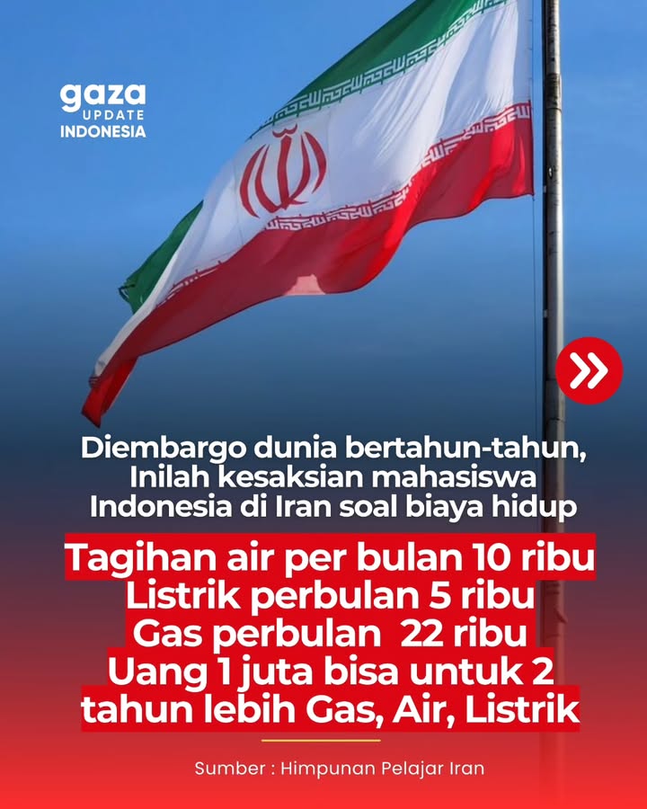 Seorang mahasiswa Indonesia yang tinggal di Iran mengungkapkan murahnya biaya energi rumah tangga di negara tersebut.

Menurut pengakuannya, tagihan biasanya datang setiap 2–3 bulan sekali. Jika dirata-ratakan per bulan, biaya yang dikeluarkan hanya sekitar:

💧 Air: Rp10.000 per bulan
💡 Listrik: Rp5.000 per bulan
🔥 Gas: Rp22.000 per bulan

Artinya, total kebutuhan air, listrik, dan gas hanya sekitar Rp37.000 per bulan.

Mahasiswa tersebut juga menyebut pasokan energi tetap berjalan normal. Bahkan penggunaan AC, kulkas, mesin cuci, rice cooker, hingga setrika secara bersamaan tidak menyebabkan listrik turun.

#iran #indonesia #gazaupdateindonesia #gazaupdate #palestina