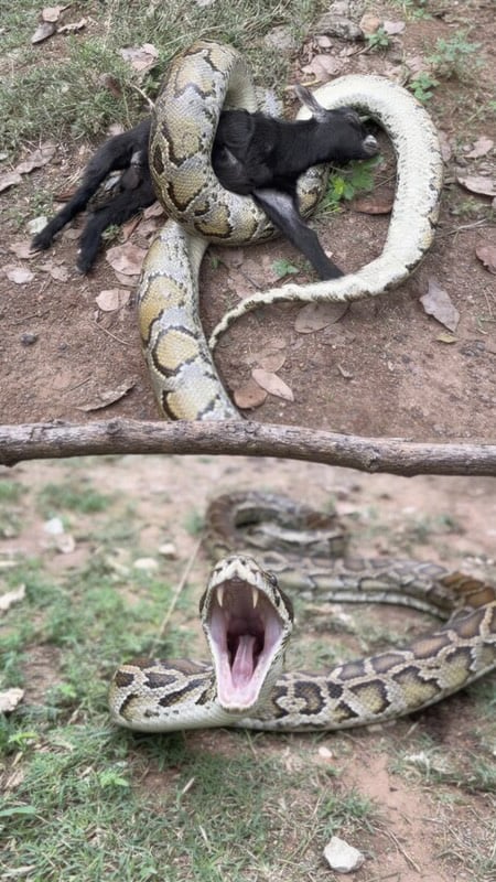 Frank Cuesta rescata a una cría de cabrita que estaba a punto de morir atacada por una pitón molurus.