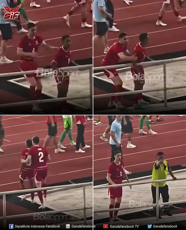 #SIF | 🇮🇩 BREAKING NEWS! 

✅ Kevin Diks terlihat menenangkan Beckham Putra yang terlibat cekcok dengan salah satu penonton di tribun GBK usai pertandingan. Setelahnya Kevin Diks langsung memperingati penonton tersebut

Sangat disayangkan ada kejadian ini 💔 

#KitaGaruda

***
#ComebackStronger✨
#SemangatMenolakMenyerah 💕
#KeepSupportIndonesiaNationalTeam ⚡💥