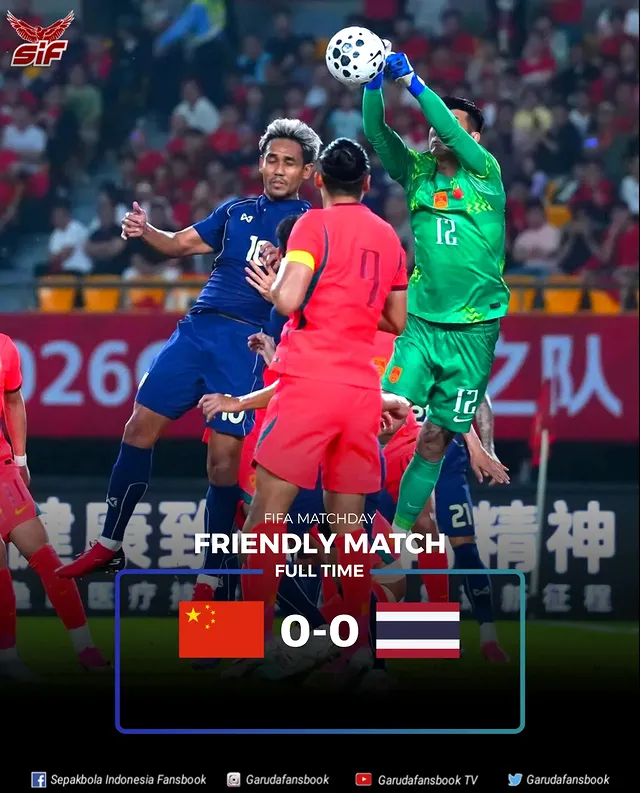 #SIF | FULL TIMEFT' China (94) 🇨🇳 0 - 0 🇹🇭 Thailand (93)✅ Thailand tahan imbang China di Yellow Dragon Stadium di Hangzhou#FIFAMatchday***#ComebackStronger✨#SemangatMenolakMenyerah 💕#KeepSupportIndonesiaNationalTeam ⚡💥